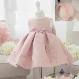 Baby Birthday Party Wedding Dress Princess Dress Bow Girl Pink Sweet Lace Dress Festival Celebration Baby Girl Evening Dress