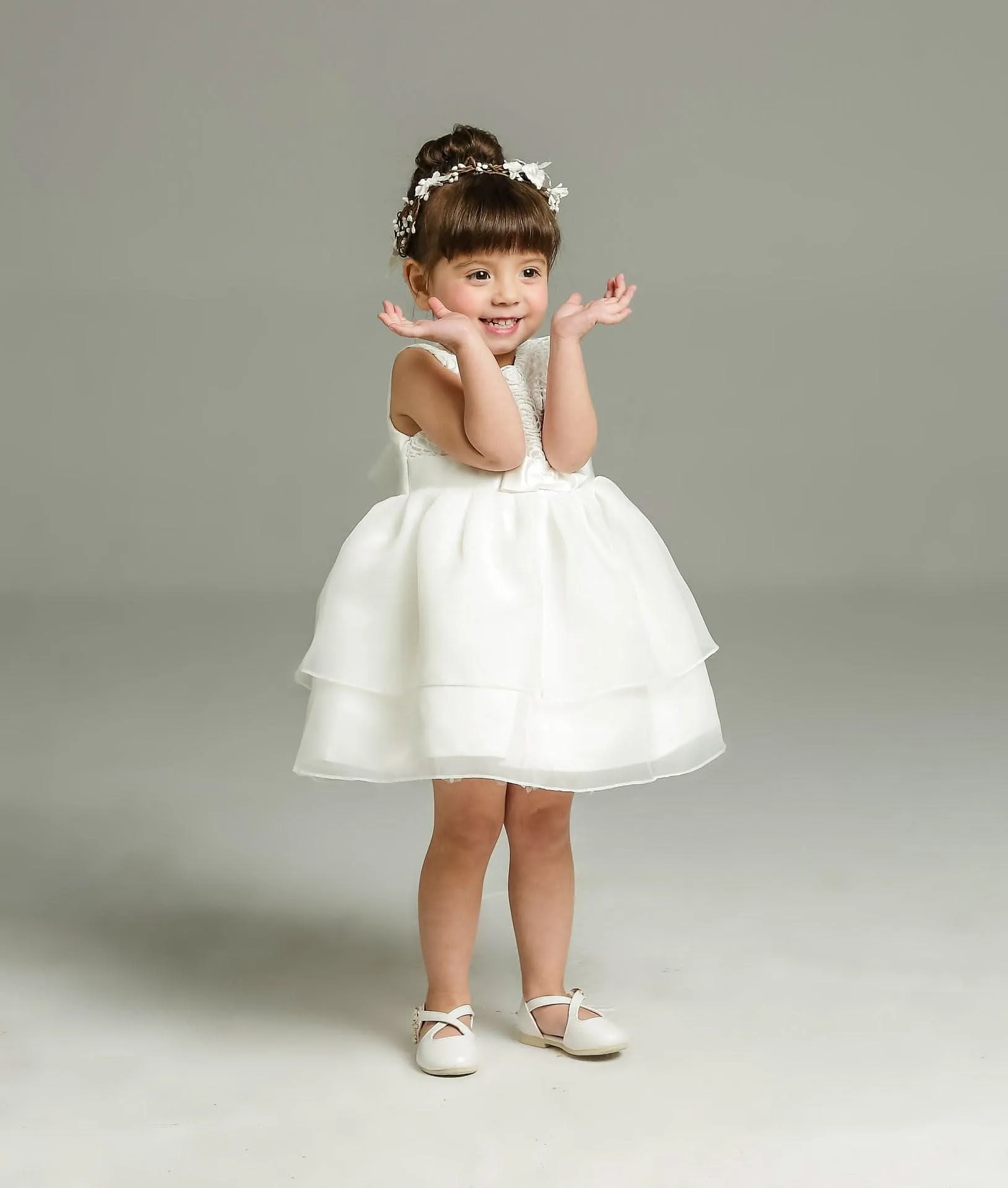 Baby clothes 0-24 about one year old birthday party dress sleeveless white embroidered mesh bow girl princess dress