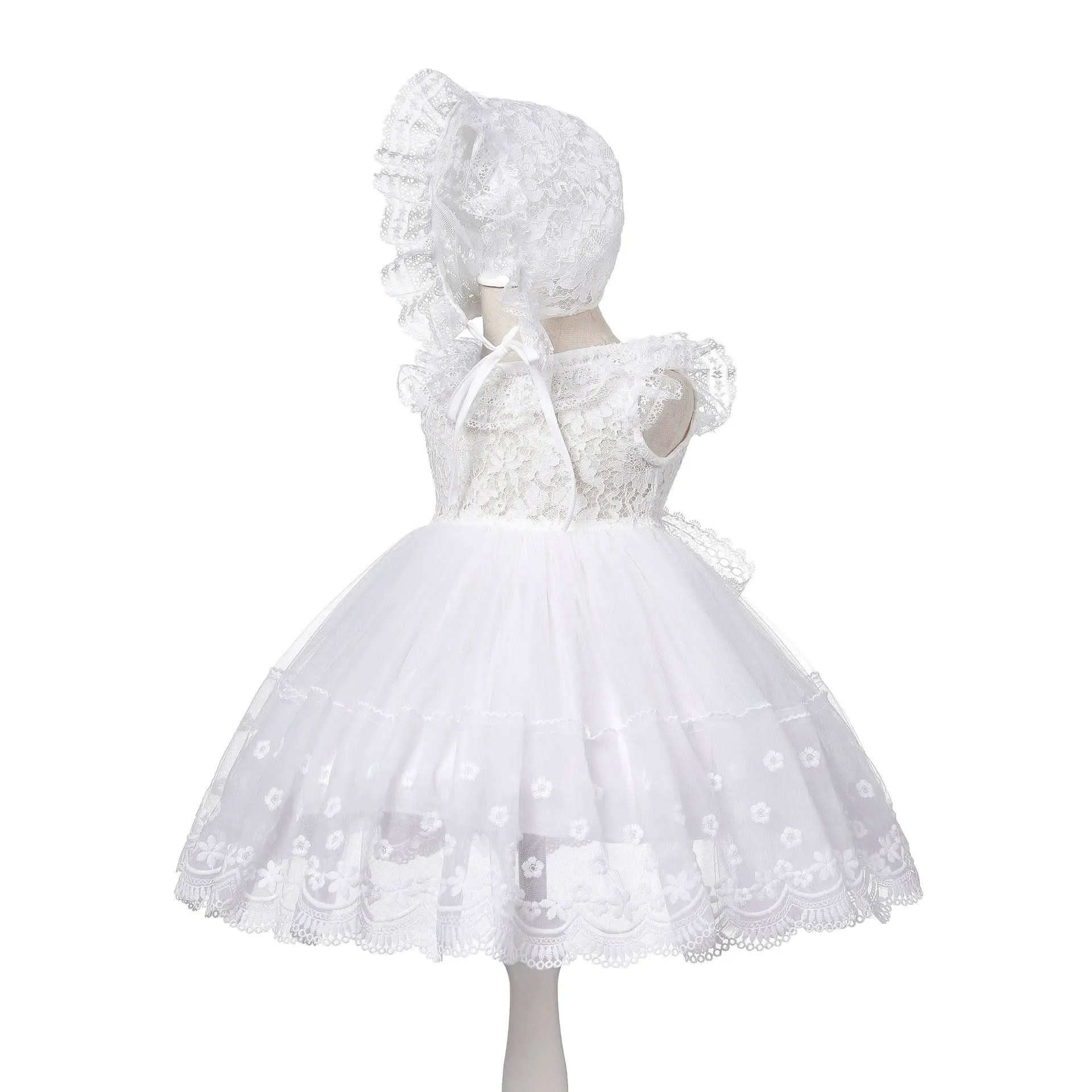 Baby Dress White Elegant Mesh Evening Dress Cute Baby Girl 3-24 Months Birthday Party Baptismal Princess Dress