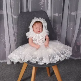 Baby Dress White Elegant Mesh Evening Dress Cute Baby Girl 3-24 Months Birthday Party Baptismal Princess Dress