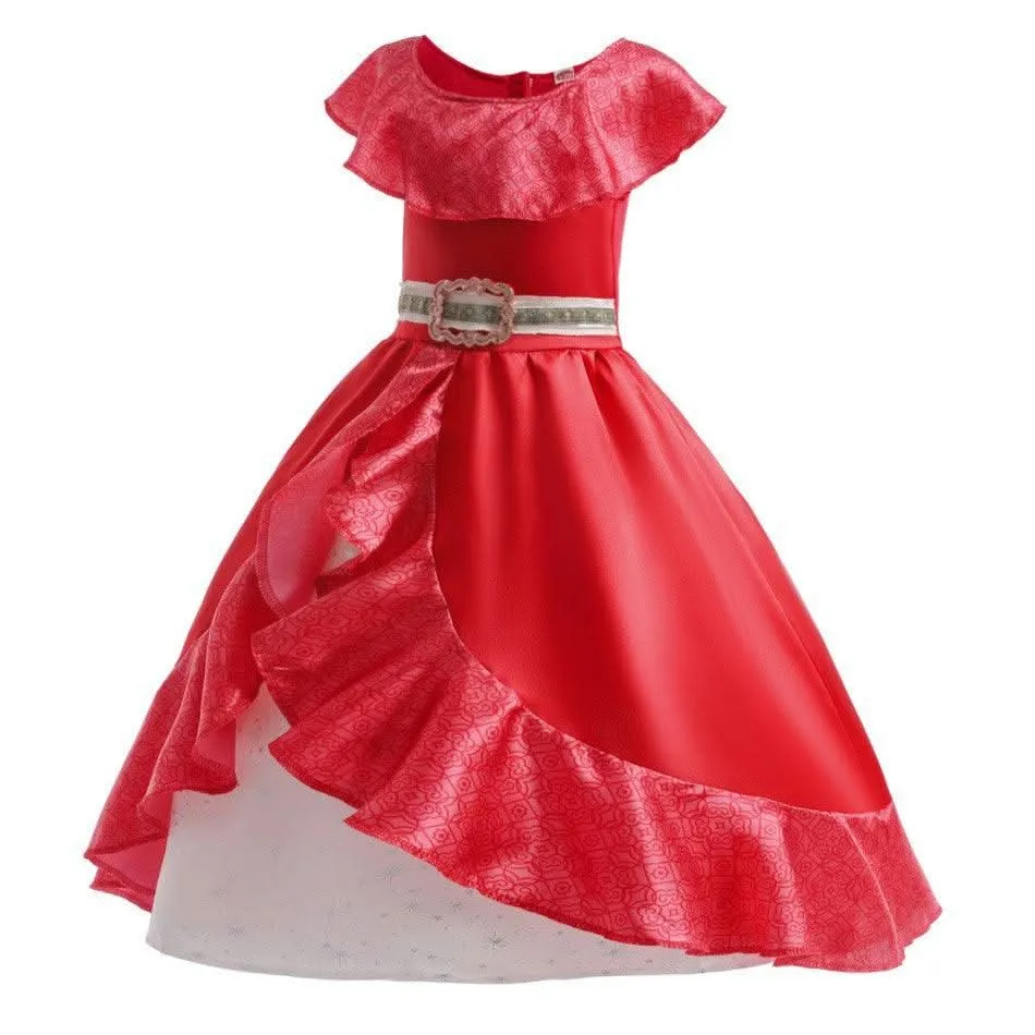 Children's Halloween cosplay costume Luxurious Princess Dress Girl's pearl ruffled princess skirt Elegant Evening Gown Set