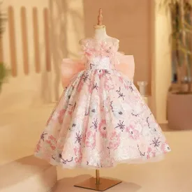 Dreamy Garden Princess Dress Embroidered Floral Ball Gown Sweet Bow Princess Gown