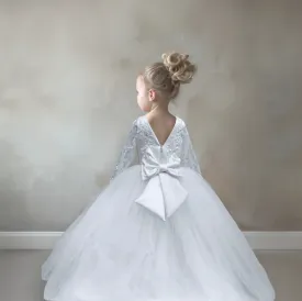 Emma  White Lace Flower Girl Dress