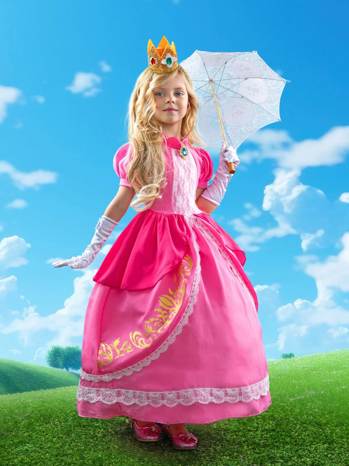 Girls Enchanting Peach Inspired Costume