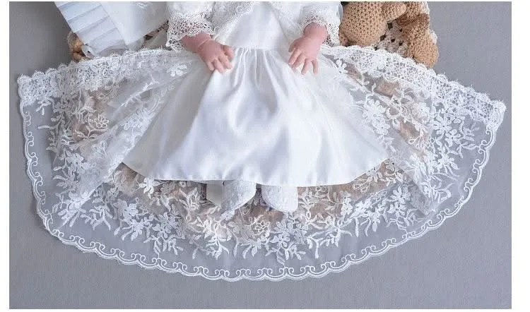 Gorgeous Exquisite Satin and Lace Combination Lace Baby Dress Fashionable and Elegant Birthday Party Girl Princess Dress