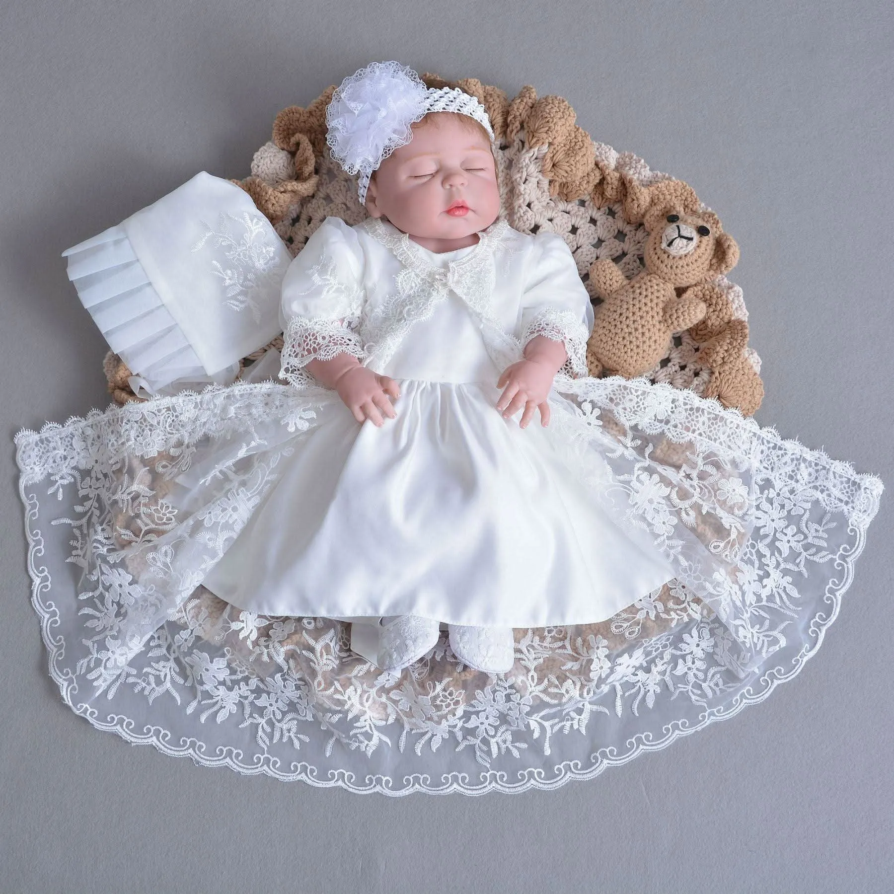 Gorgeous Exquisite Satin and Lace Combination Lace Baby Dress Fashionable and Elegant Birthday Party Girl Princess Dress