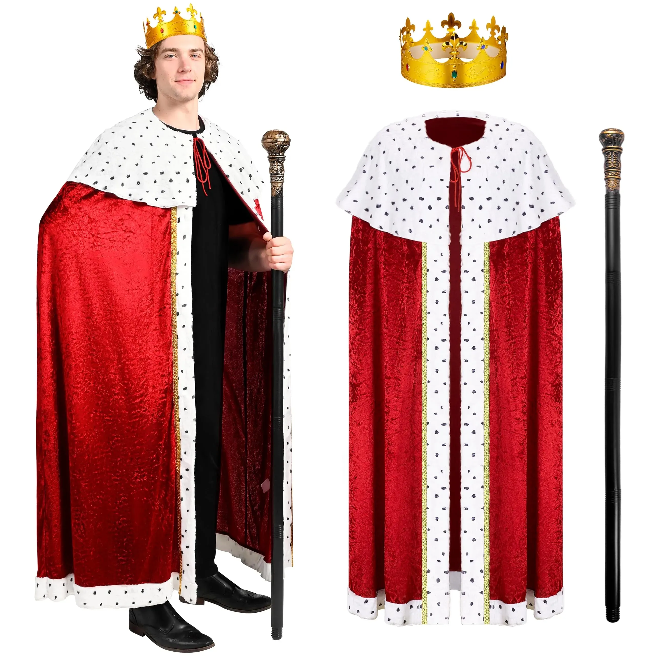 King Costume Set for Kids, Adult, Medieval Royal Lord Farquaad Costume