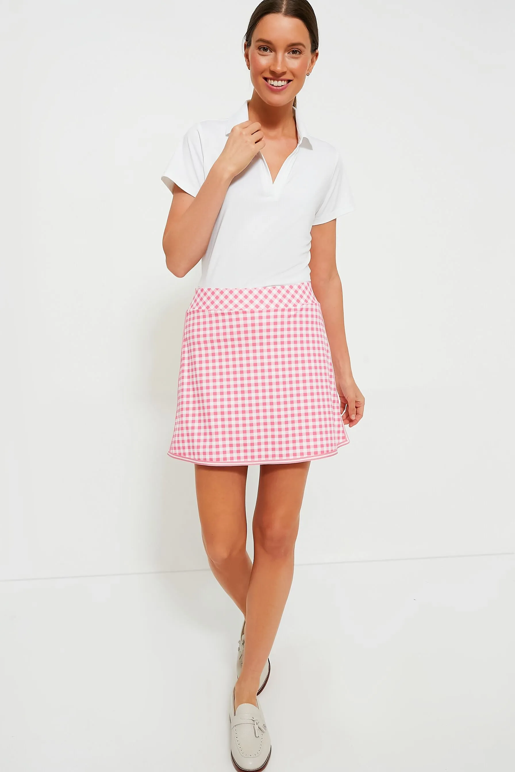 Pink Gingham 16 Inch Karrie Golf Skirt