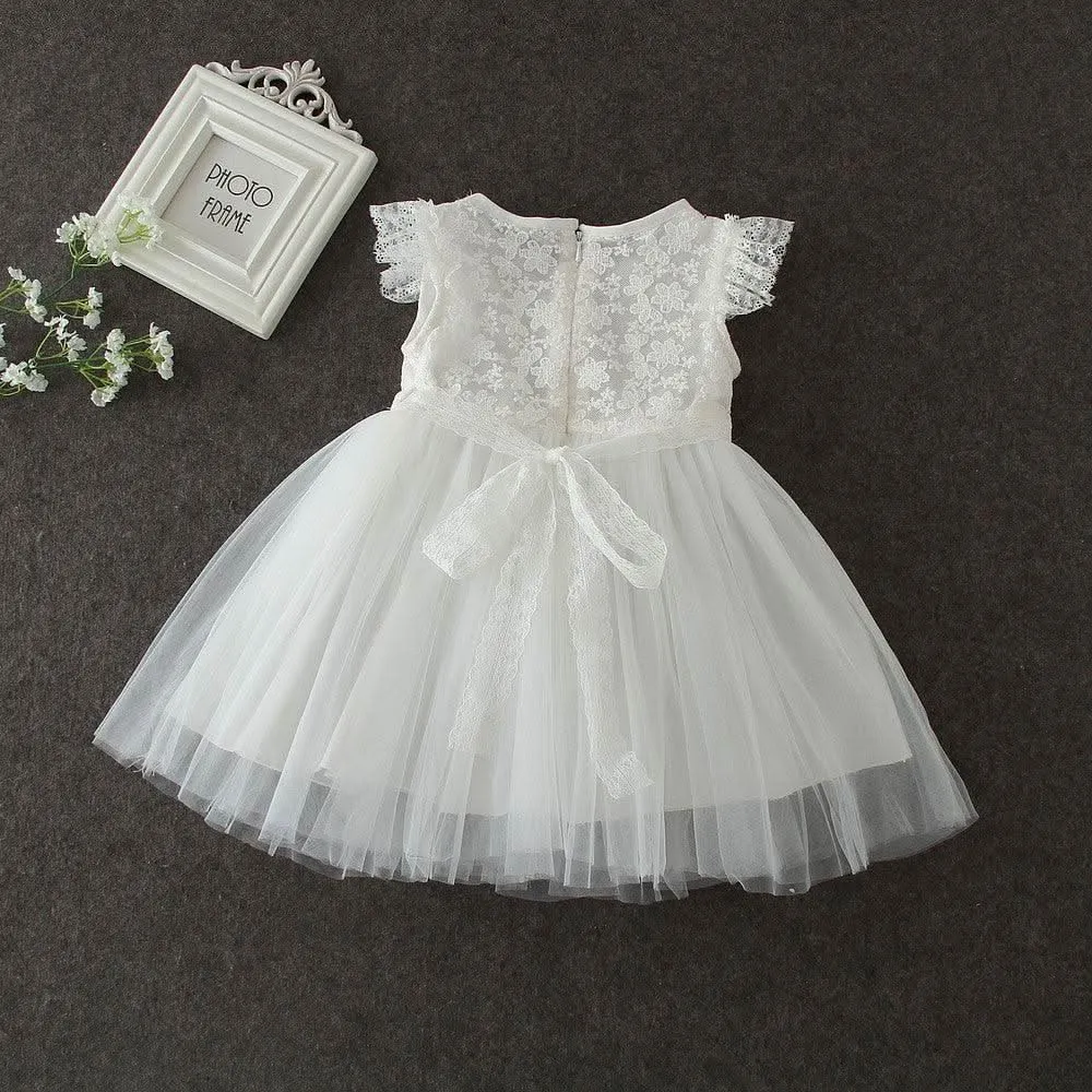 Summer Baby Clothes 0-24 Year Old Girl's Birthday Party Evening Dress White Lace Embroidery Elegant Wedding Girl Princess Dress