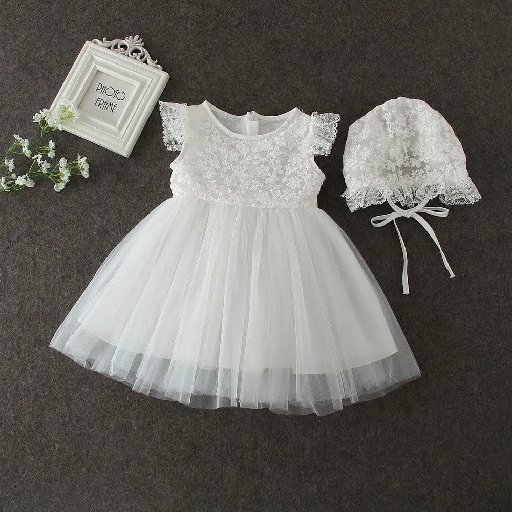 Summer Baby Clothes 0-24 Year Old Girl's Birthday Party Evening Dress White Lace Embroidery Elegant Wedding Girl Princess Dress