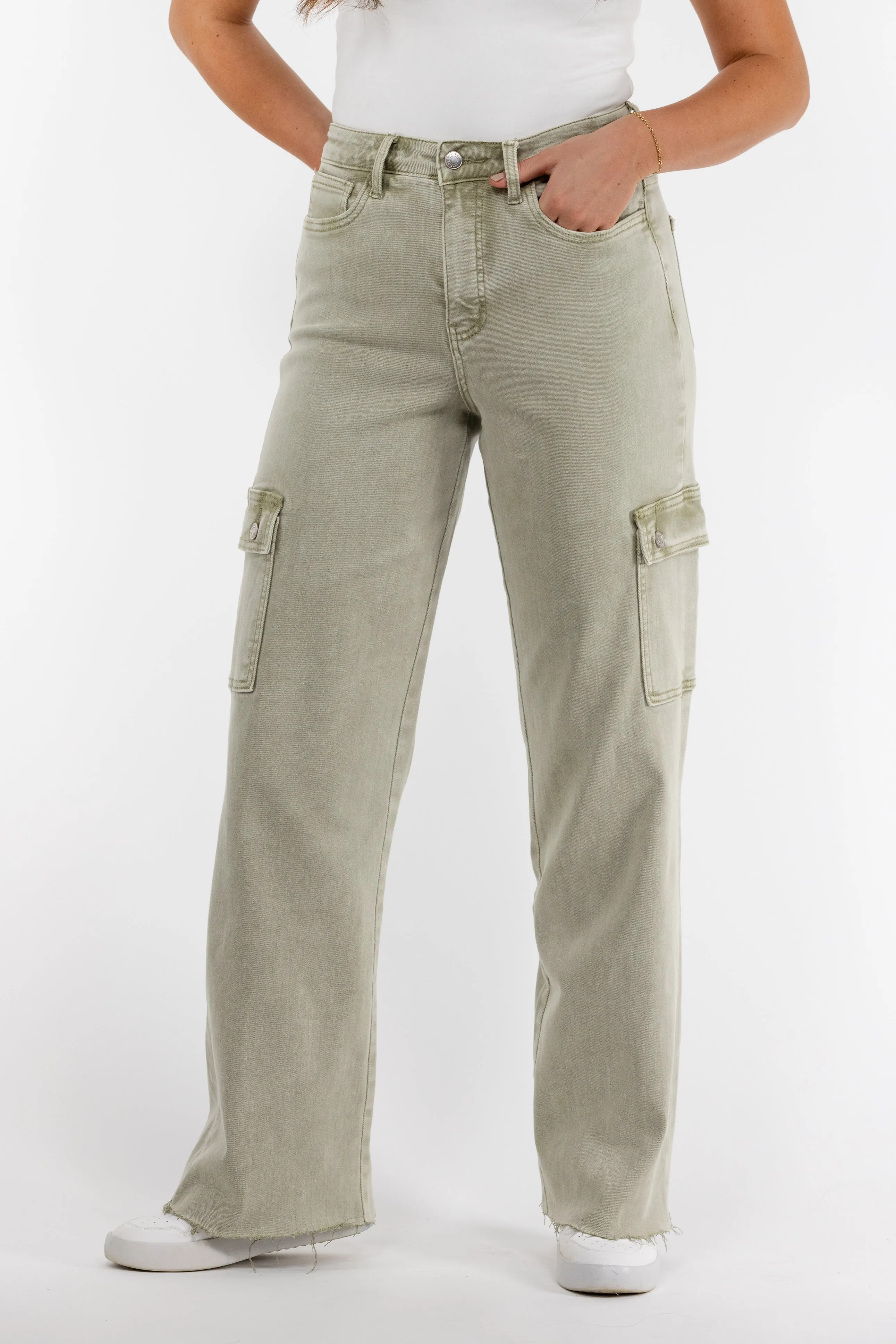 The Payton from Lovervet: High-Rise Tummy Control Cargo Denim