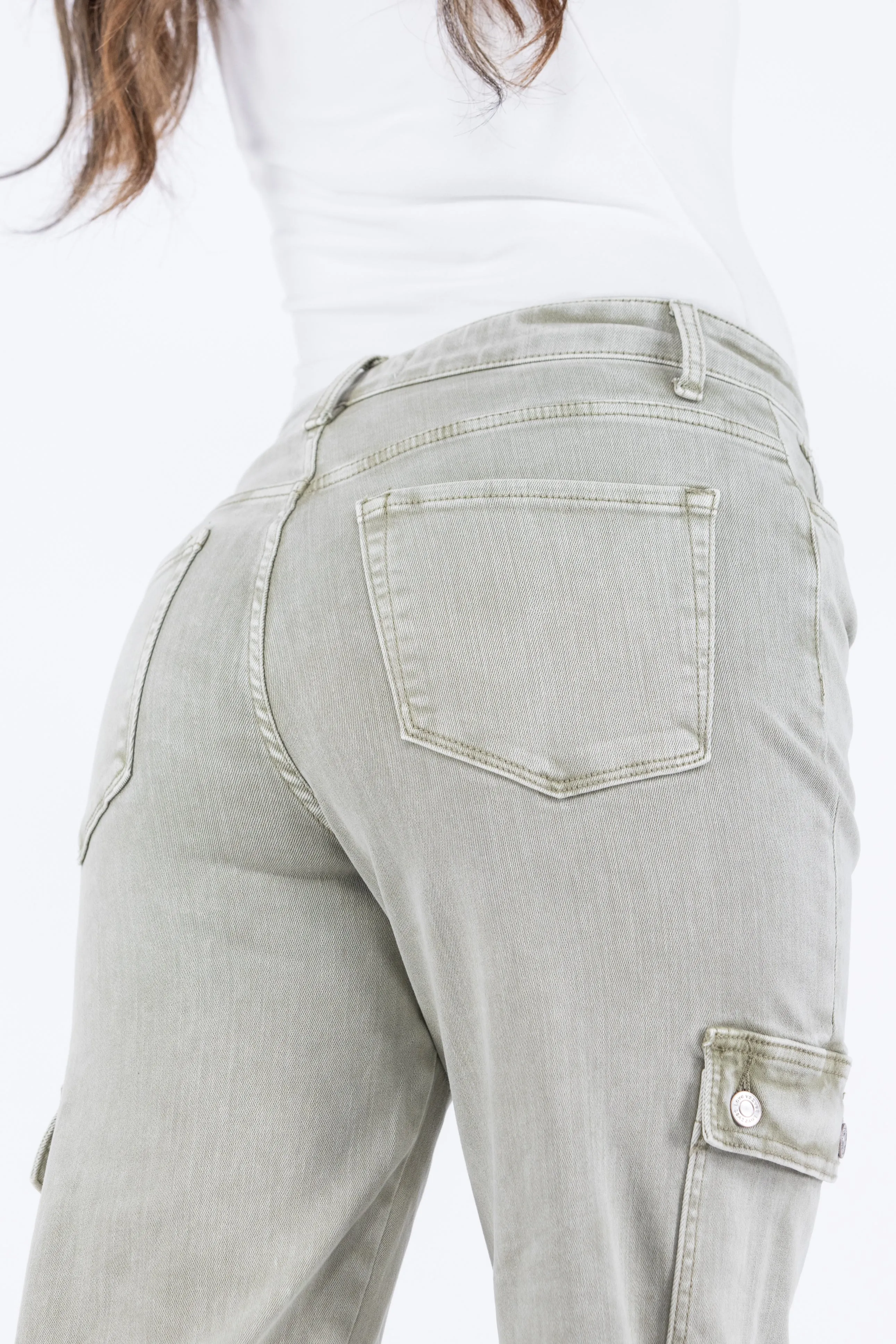 The Payton from Lovervet: High-Rise Tummy Control Cargo Denim