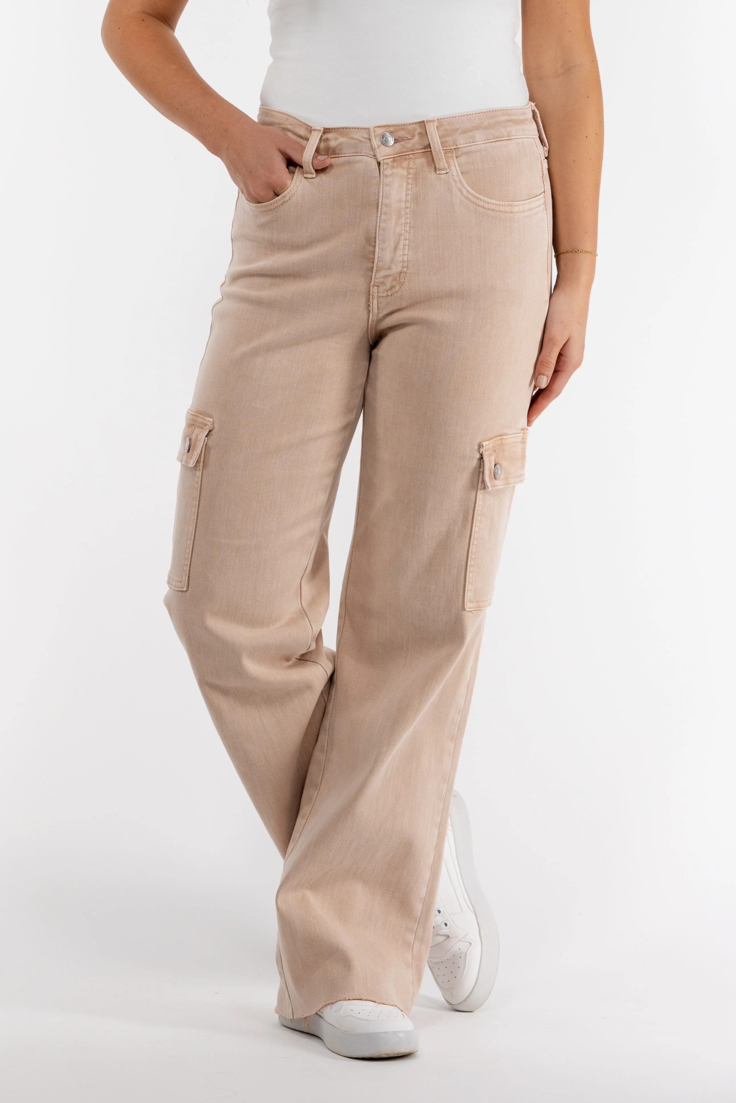 The Payton from Lovervet: High-Rise Tummy Control Cargo Denim