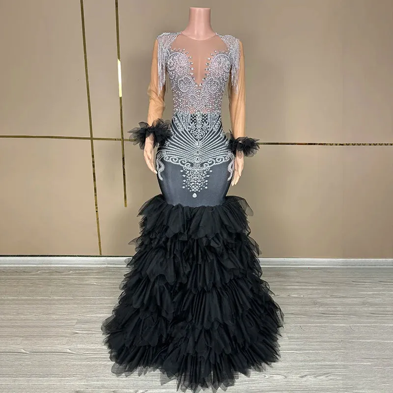 Trend4us Crystal Mesh Luxury Prom Gown