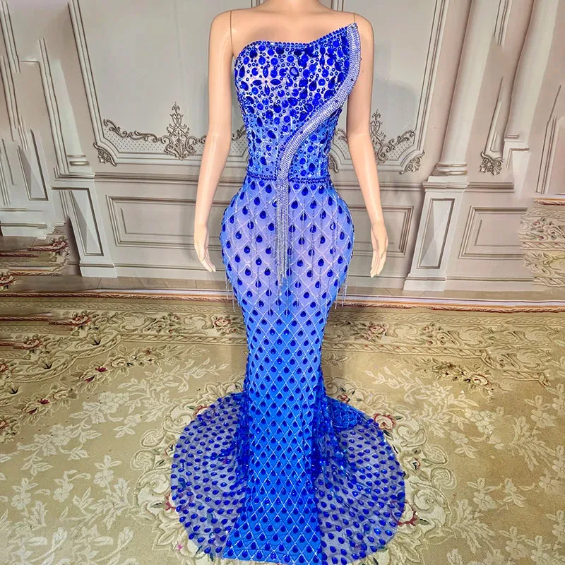 Trend4us Luxury Glamorous Beaded Mermaid Gown