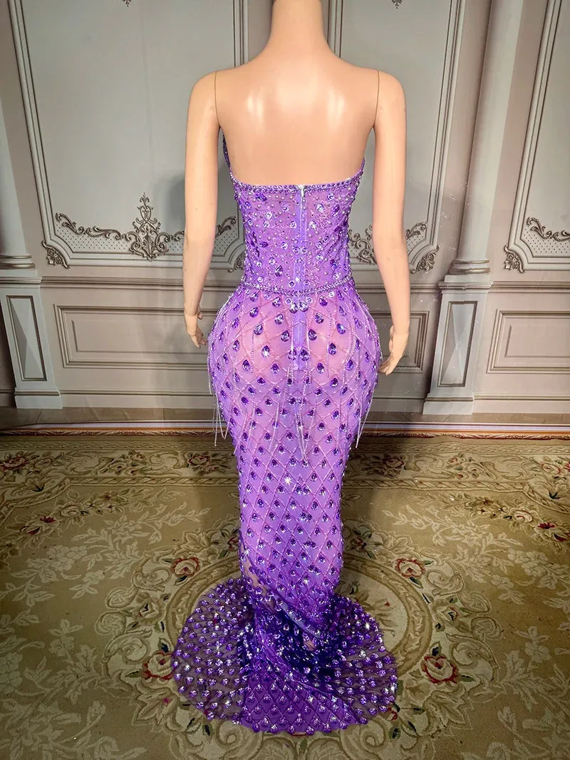 Trend4us Luxury Glamorous Beaded Mermaid Gown