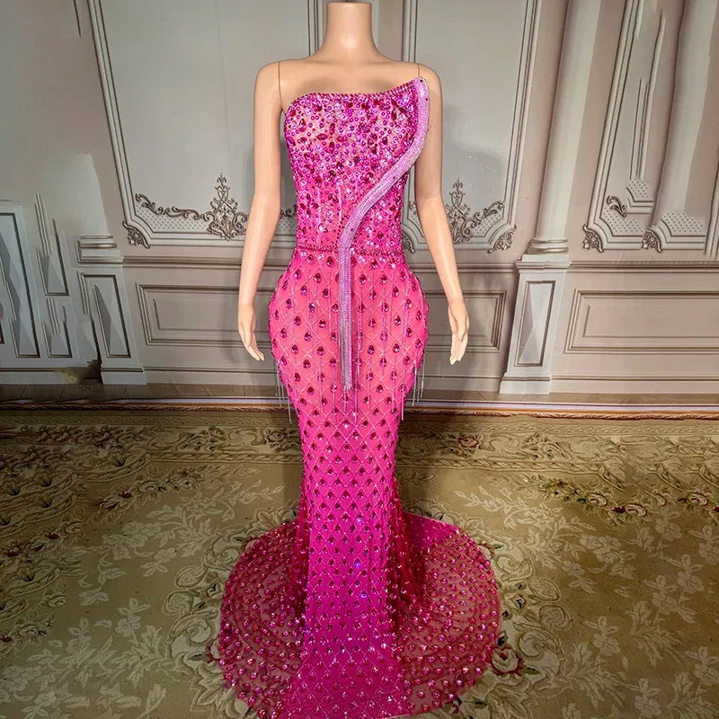 Trend4us Luxury Glamorous Beaded Mermaid Gown