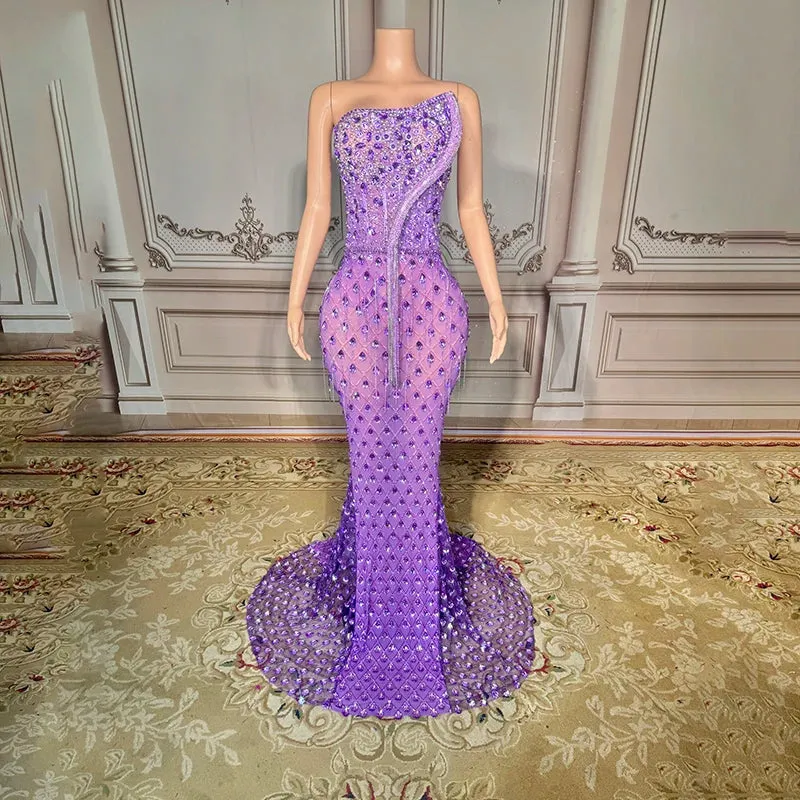 Trend4us Luxury Glamorous Beaded Mermaid Gown