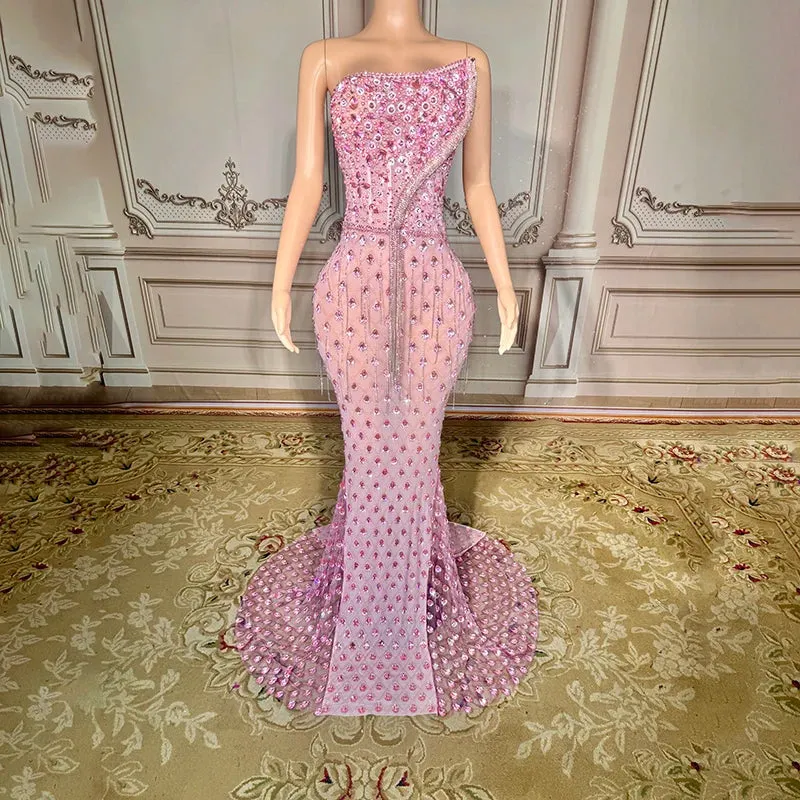 Trend4us Luxury Glamorous Beaded Mermaid Gown