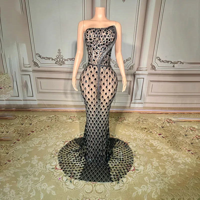 Trend4us Luxury Glamorous Beaded Mermaid Gown